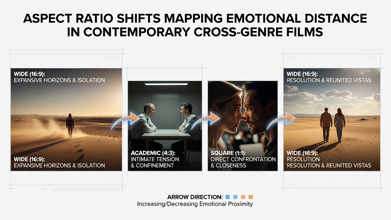 Cinematographers adjust aspect ratios during key scenes to reflect growing character isolation in cross-genre productions