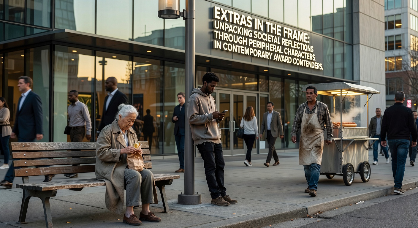 Crowd of background actors in a bustling urban scene from a recent award-nominated drama, highlighting diverse peripheral figures