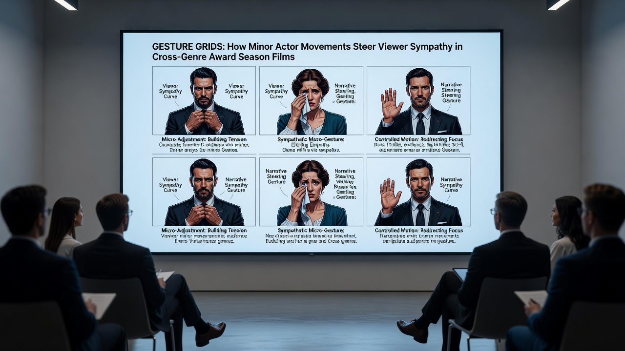 Side profile of an actor in a tense scene demonstrating posture and hand positioning used in gesture grid studies