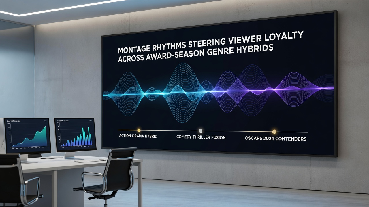Audience engagement metrics and editing rhythm charts for award season genre hybrid films