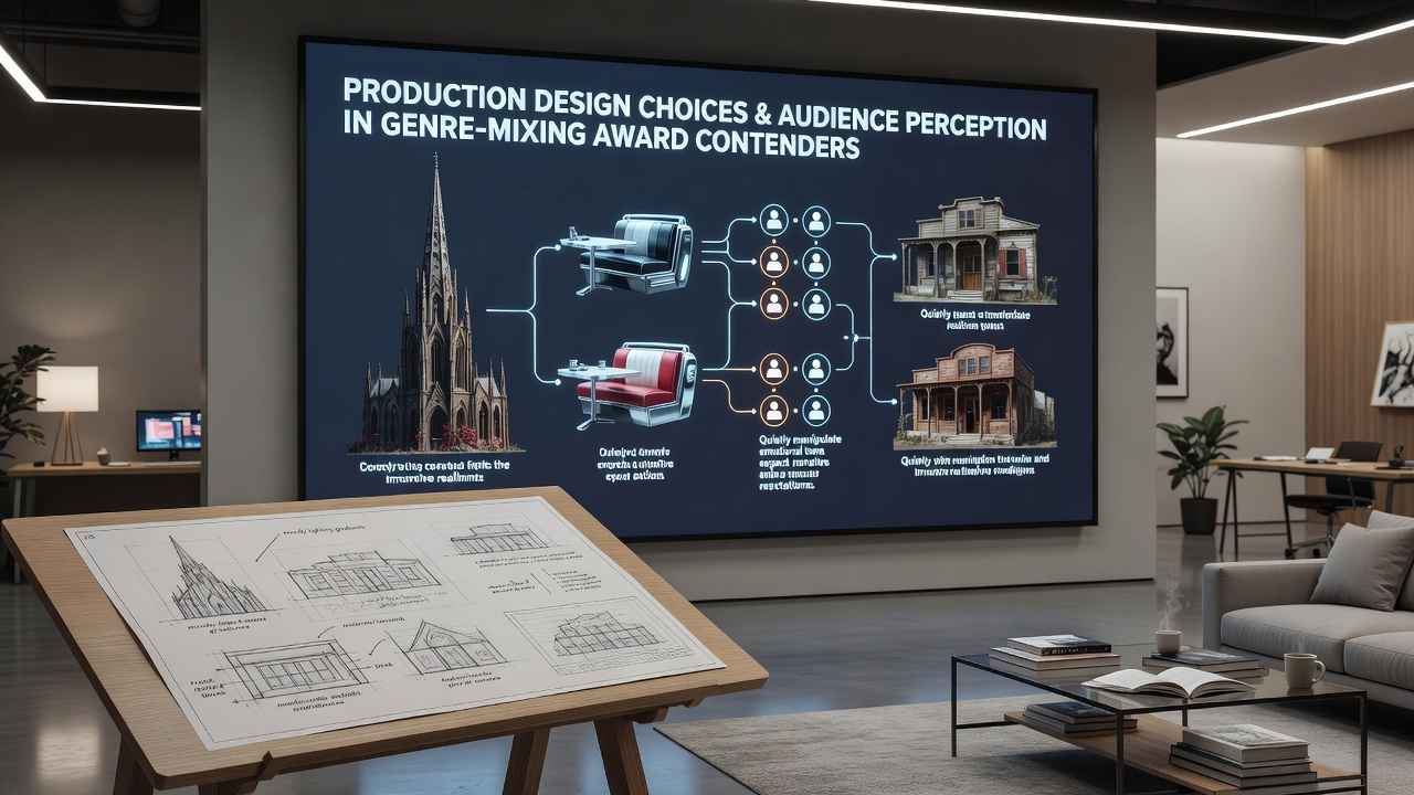 Close-up of textured set pieces blending genres in an award contender
