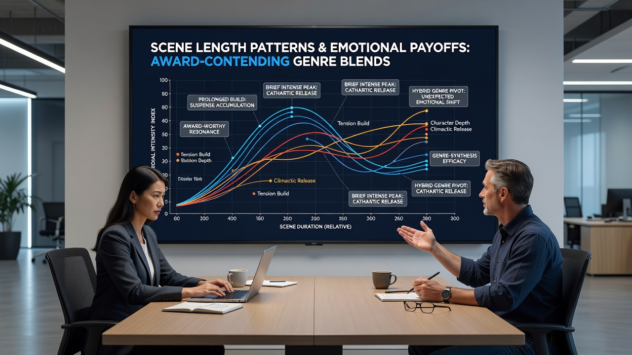 Timeline graph showing scene duration variations in award-nominated genre films