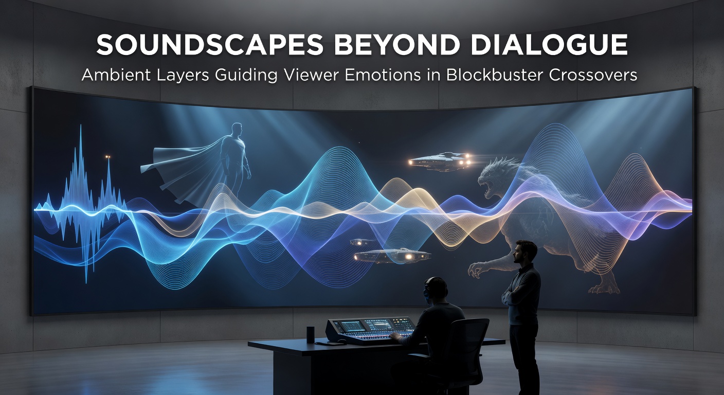 Detailed view of ambient sound layers in a blockbuster crossover film scene showing subtle environmental audio elements