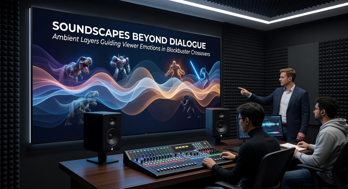 Audio mixing console displaying ambient layer adjustments during post-production for a genre crossover film