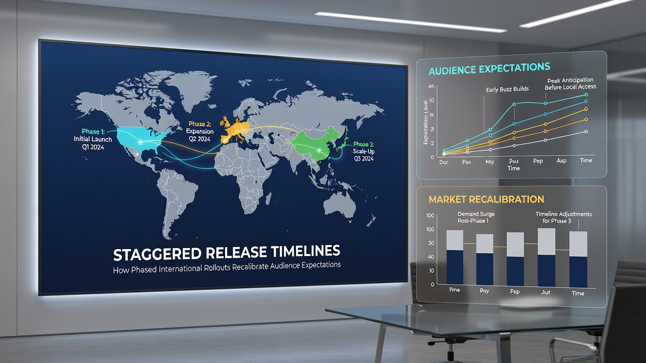 International film festival audience viewing phased release content on multiple screens