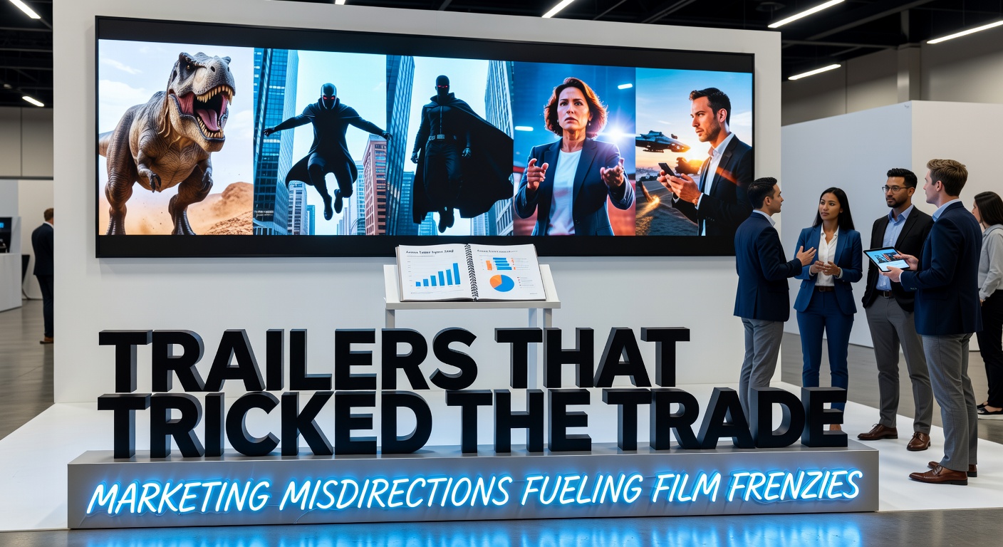 Graph showing a film's explosive opening weekend drop-off after a misleading trailer, with overlaid trailer footage and audience reaction icons